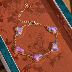 Buddha Stones Song Brocade Copper Gourd Blessing Gold Tone Bracelet - Purple(Same Color Tone – Pattern Varies) - image 0