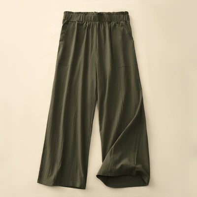 Buddha Stones Spring Summer Casual Minimalist Solid Drawstring Long Pants Women's Straight Leg Pants With Pockets - OliveDrab - US12，UK/AU16，EU44 (2XL) - image 15