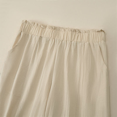 Buddha Stones Spring Summer Casual Minimalist Solid Drawstring Long Pants Women's Straight Leg Pants With Pockets - image 3