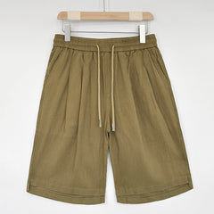 Buddha Stones Summer Casual Minimalist Drawstring Solid Men's Shorts With Pockets - DarkKhaki - US/UK/AU46，EU56 (5XL) - image 0