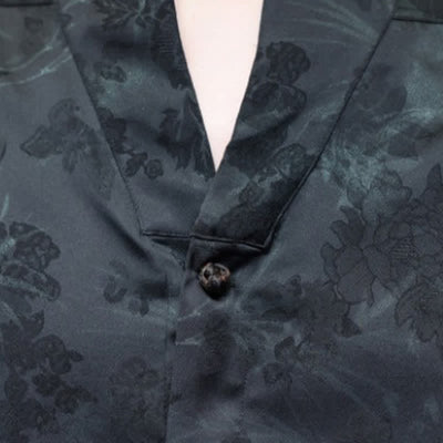Buddha Stones Spring Summer Tang Style Casual Mandarin Collar Bamboo Butterfly Men's Short Sleeve Shirts - image 16