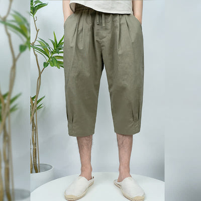 Buddha Stones Summer Casual Vintage Drawstring Solid Men's Harem Pants With Pockets - OliveDrab - US/UK/AU44，EU54 (4XL) - image 0