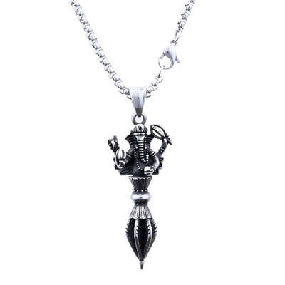 Buddha Stones Stainless Steel Ganesh Vajra Spiritual Power Pendant Necklace - image 4