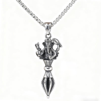 Buddha Stones Stainless Steel Ganesh Vajra Spiritual Power Pendant Necklace - image 3