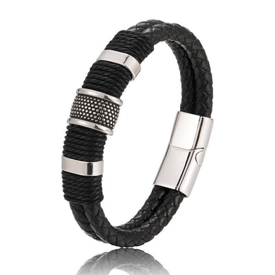 Buddha Stones Leather Hand-Woven Strength Double Layer Braided Bracelet - image 1