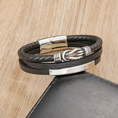Buddha Stones Leather Braided Protection Geometric Magnetic Clasp Bracelet - image 1