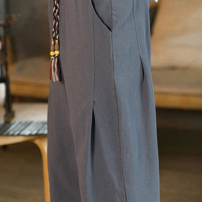 Buddha Stones Summer Casual Minimalist Drawstring Solid Men's Cropped Pants With Pocket - image 32