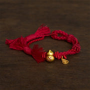 Foviel Alloy Gourd Shaped Chinese Coin Gourd Pendant Wealth Double-Strand Red String Bracelet