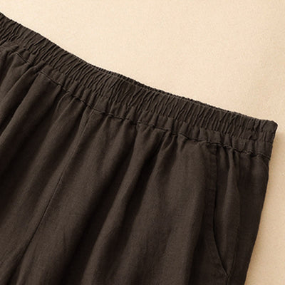 Buddha Stones Summer Casual Hollow Embroidery Hem Solid Ankle Pants Women's Harem Pants With Pocket - image 9