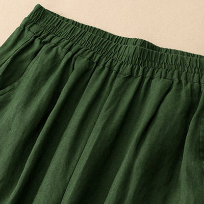 Buddha Stones Summer Casual Hollow Embroidery Hem Solid Ankle Pants Women's Harem Pants With Pocket - image 1
