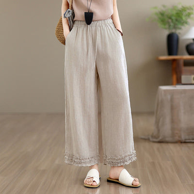 Buddha Stones Summer Casual Drawstring Solid Cropped Pants Women's Harem Pants With Pocket - image 1