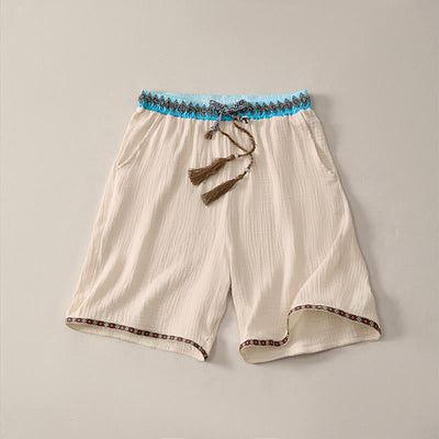 Buddha Stones Summer Boho Casual Drawstring Geometric Bermuda Shorts Men's  With Pockets - Beige - US/UK/AU44, EU54 (3XL) - image 0