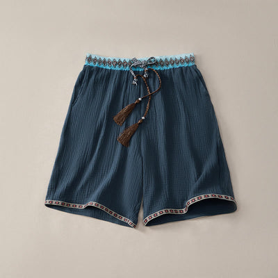 Buddha Stones Summer Boho Casual Drawstring Geometric Bermuda Shorts Men's  With Pockets - Navy - US/UK/AU44, EU54 (3XL) - image 7