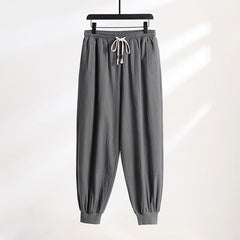 Buddha Stones Summer Casual Drawstring Elastic Waist Solid Ankle Pants Men's Tapered Pants With Pockets - DimGray - US/UK/AU54, EU64 (9XL) - image 0