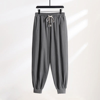 Buddha Stones Summer Casual Drawstring Elastic Waist Solid Ankle Pants Men's Tapered Pants With Pockets - DimGray - US/UK/AU54, EU64 (9XL) - image 0