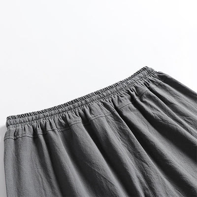 Buddha Stones Summer Casual Drawstring Elastic Waist Solid Ankle Pants Men's Tapered Pants With Pockets - image 3