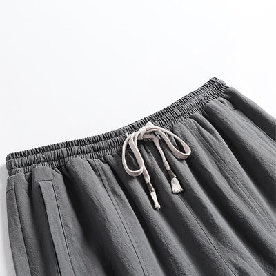 Buddha Stones Summer Casual Drawstring Elastic Waist Solid Ankle Pants Men's Tapered Pants With Pockets - image 2