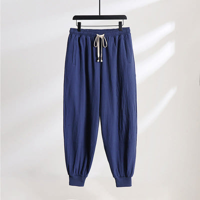 Buddha Stones Summer Casual Drawstring Elastic Waist Solid Ankle Pants Men's Tapered Pants With Pockets - DarkBlue - US/UK/AU54, EU64 (9XL) - image 11