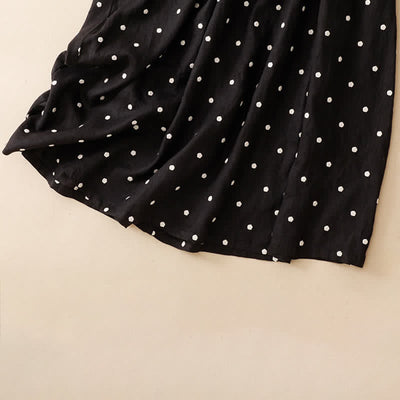 Buddha Stones Summer Casual Vintage Drawstring Polka Dot Crew Neck Women's Summer Sleeveless Dress With Pocket - image 13