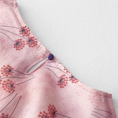 Buddha Stones Summer Casual Elegant Drawstring Floral Women's Elbow-Length Sleeve Dress With Pocket - image 4