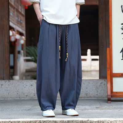 Buddha Stones Summer Casual Minimalist Drawstring Solid Ankle Pants Men's Straight Leg Pants With Pockets - MidnightBlue - US/UK/AU46, EU56 (5XL) - image 10