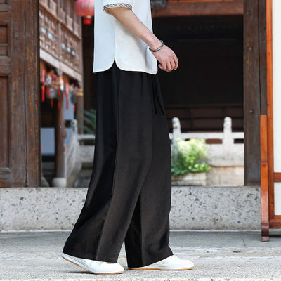 Buddha Stones Summer Casual Minimalist Drawstring Elastic Waist Solid Ankle Pants Men's Straight Leg Pants With Pocket - image 9
