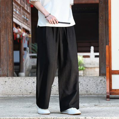 Buddha Stones Summer Casual Minimalist Drawstring Elastic Waist Solid Ankle Pants Men's Straight Leg Pants With Pocket - image 10