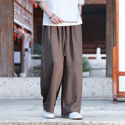 Buddha Stones Summer Casual Minimalist Drawstring Elastic Waist Solid Ankle Pants Men's Straight Leg Pants With Pocket - image 16