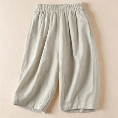 Buddha Stones Summer Casual Minimalist Solid Bermuda Shorts Women's Shorts With Pockets - Linen - US12, UK/AU16, EU44 (3XL) - image 0