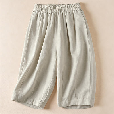 Buddha Stones Summer Casual Minimalist Solid Bermuda Shorts Women's Shorts With Pockets - Linen - US12, UK/AU16, EU44 (3XL) - image 0