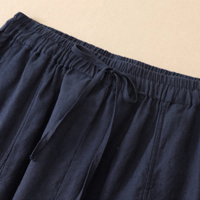 Buddha Stones Summer Casual Drawstring Solid Ruffle Hem Cropped Pants Women's Harem Pants With Pocket - image 1