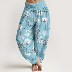Buddha Stones Pure Cotton Dandelion Burst Pattern Women's Elastic Waist Harem Pants - SkyBlue - US16，UK/AU20，EU48 (3XL) - image 0