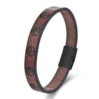 FREE Today: Connection and Calm Braided Pattern Leather Titanium Steel Tree Of Life Wrap Bracelet - image 3
