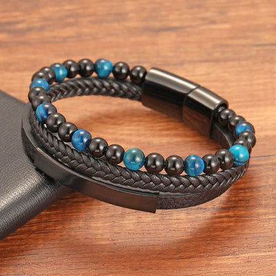 Buddha Stones Braided Leather Tiger Eye Strength Multi Layer Bracelet - image 2