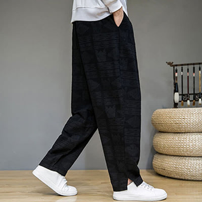 Buddha Stones Spring Summer Casual Vintage Geometric Long Pants Men's Straight Leg Pants With Pockets - image 12