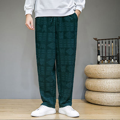Buddha Stones Spring Summer Casual Vintage Geometric Long Pants Men's Straight Leg Pants With Pockets - image 22