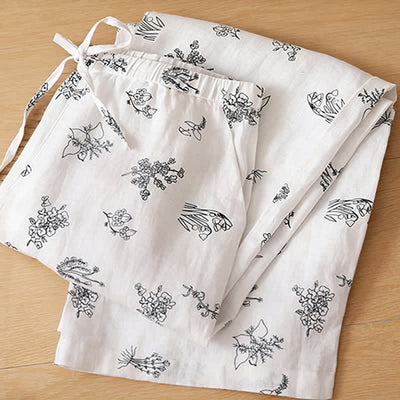 Buddha Stones Summer Casual Vintage Drawstring Floral Ankle Pants Women's Wide Leg Pants With Pocket - image 15