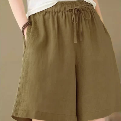 Buddha Stones Summer Casual Drawstring Solid Women's Shorts With Pocket - image 3