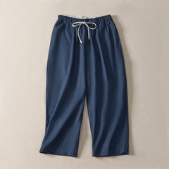 Buddha Stones Summer Casual Minimalist Drawstring Solid Cropped Pants Women's Harem Pants With Pocket - DarkSlateBlue - US8-10, UK/AU12-14, EU40-42 (2XL) - image 0