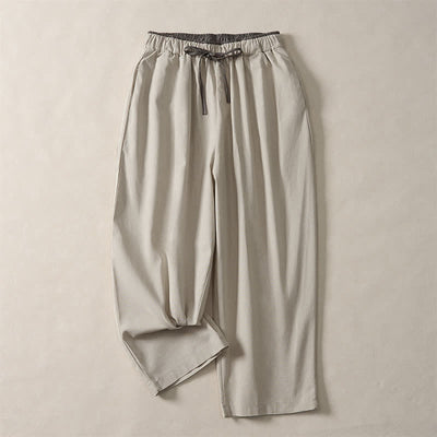 Buddha Stones Summer Casual Minimalist Drawstring Solid Cropped Pants Women's Harem Pants With Pocket - Beige - US8-10, UK/AU12-14, EU40-42 (2XL) - image 14
