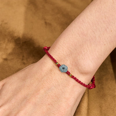 Buddha Stones Jade Flower Red String Blessing Bracelet - image 4