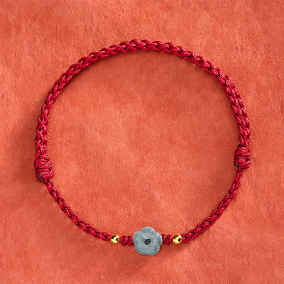 Buddha Stones Jade Flower Red String Blessing Bracelet - image 1
