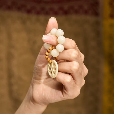 Buddha Stones White Bodhi Seed Lotus Root Pendant Luck Tactile Meditation Beads Decorations - image 4