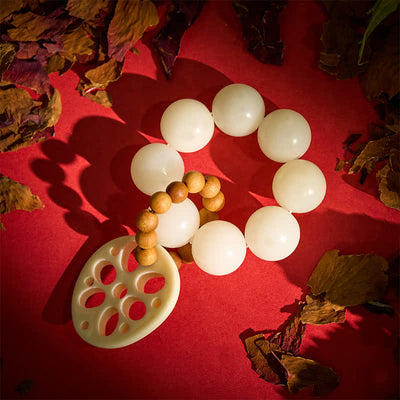 Buddha Stones White Bodhi Seed Lotus Root Pendant Luck Tactile Meditation Beads Decorations - image 2