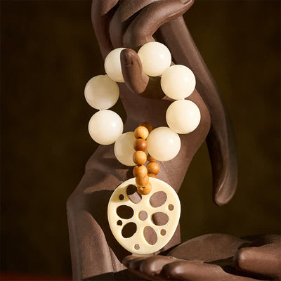 Buddha Stones White Bodhi Seed Lotus Root Pendant Luck Tactile Meditation Beads Decorations - image 1