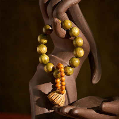 Buddha Stones Green Sandalwood Lotus Pod Healing Hand-Polished Tactile Meditation Beads Decorations - image 1