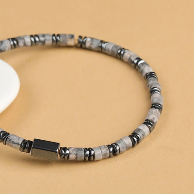 Buddha Stones Sodalite Hematite Grounding Cube Spacer Bracelet - image 4