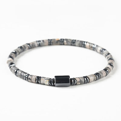Buddha Stones Sodalite Hematite Grounding Cube Spacer Bracelet - Grey Jasper(Balance ♥ Grounding)(Wrist Circumference: 16-17cm) - image 3