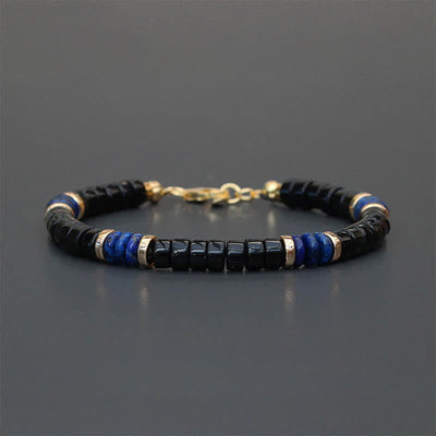 Buddha Stones Lapis Lazuli Black Onyx Truth Cube Bead Bracelet - Lapis Lazuli(Wisdom ♥ Truth)(Wrist Circumference: 18-19cm) - image 0