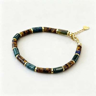 FREE Today: Self Care and Strength Lapis Lazuli Indian Agate Tiger Eye Cylindrical Bead Bracelet - image 2